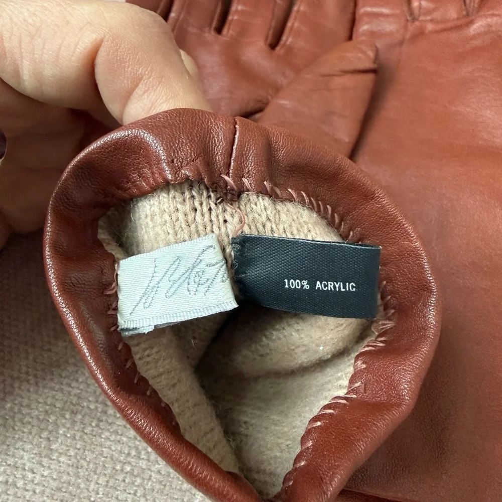 Lord & Taylor Women’s Brown Leather Gloves Size 7